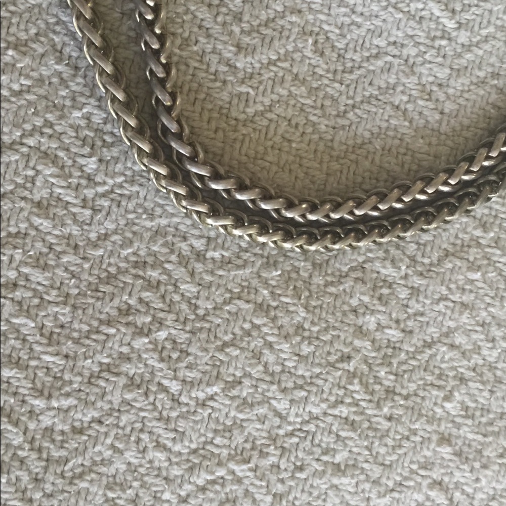 Necklace. Silver with double chain & stone center - Picture 5 of 6